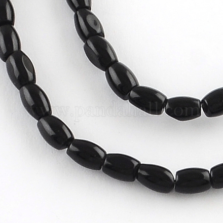Barrel Natural Black Onyx Gemstone Beads Strands G-R270-63-1