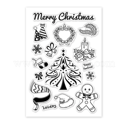 塩ビプラスチックスタンプ  DIYスクラップブッキング用  装飾的なフォトアルバム  カード作り  スタンプシート  クリスマステーマの模様  16x11x0.3cm DIY-WH0167-56-65-1