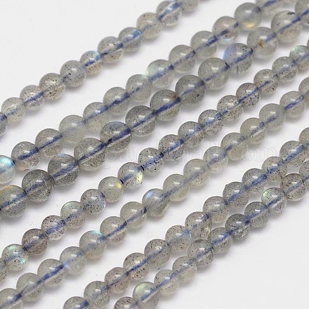 Chapelets de perles rondes en labradorite naturelle X-G-M263-A-03-1
