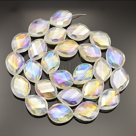 Faceted Drop Electroplate AB Color Plated Glass Beads Strands EGLA-P013-AB01-1