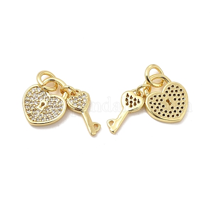 Brass Micro Pave Clear Cubic Zirconia Charms KK-E068-VB178-1