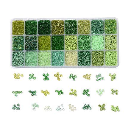 Grüne Serie 600g 24 Farben Glas Saatperlen SEED-JP0008-04-2mm-1