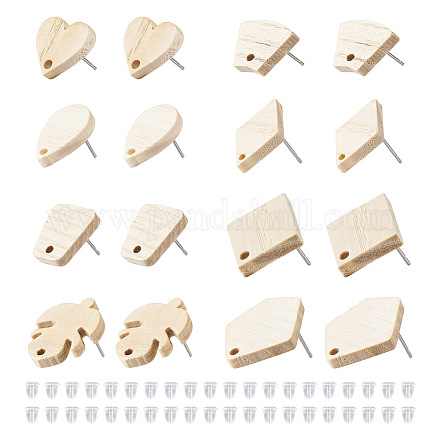 32 pièces 8 style boucles d'oreilles en bois de frêne EJEW-TA0001-16V-1