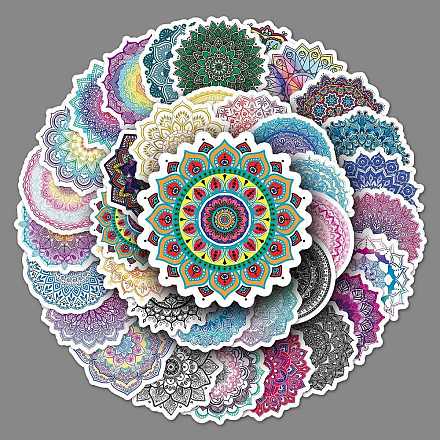 50 Stück PVC-Blumenaufkleber im Mandala-Stil MAND-PW0001-22-1