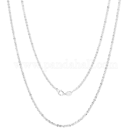 Rhodium Plated 925 Sterling Silver Thin Dainty Link Chain Necklace for Women Men JN1096B-04-1