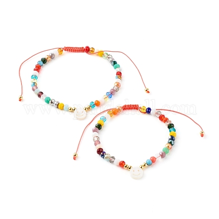 Braccialetti di perline intrecciate con filo di nylon placcato in vetro per mamma e figlia BJEW-JB06359-01-1