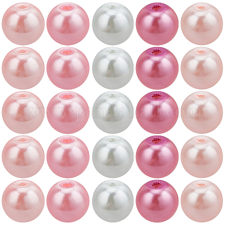 Sunnyclue 200pcs 5 Farben backen gemalte perlisierte Glasperlen runde Perlen für DIY-Stretch-Armbänder DIY-SC0015-33A-1
