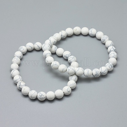 Bracciali elasticizzati in perle di diaspro turchese sintetico BJEW-K212-A-009-1