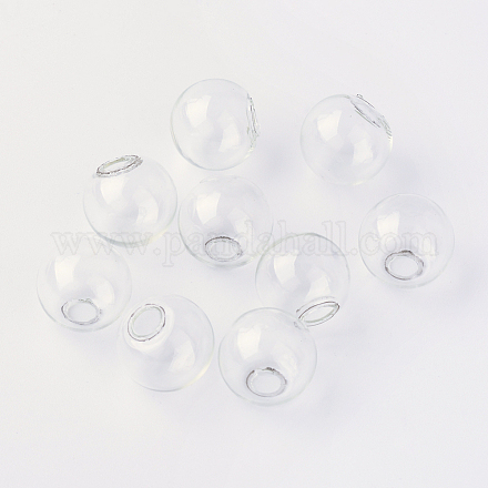 丸い機械化された吹きガラスグローブボールボトル  スタッドピアスや工芸品用  透明  8mm  半分穴：2.5~4mm X-BLOW-R001-8mm-1