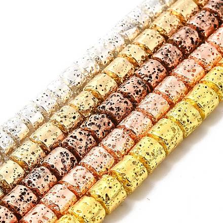 Electroplated Natural Lava Rock Beads Strands G-G984-07-1