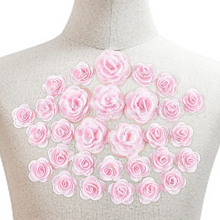 Nbeads 3D Rose Flower Polyester Computerized Embroidered Ornament Accessories DIY-NB0008-21A-1
