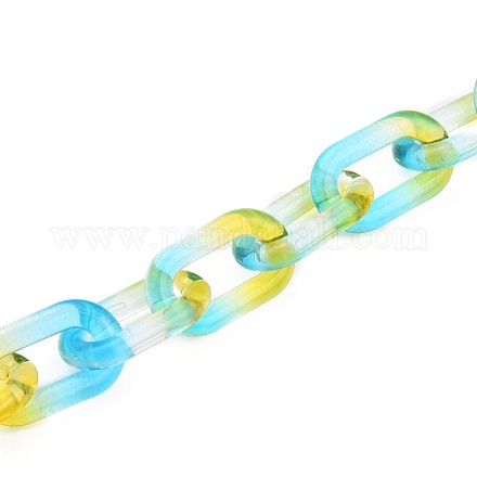 Handmade Two Tone Transparent Acrylic Cable Chains AJEW-JB00840-03-1