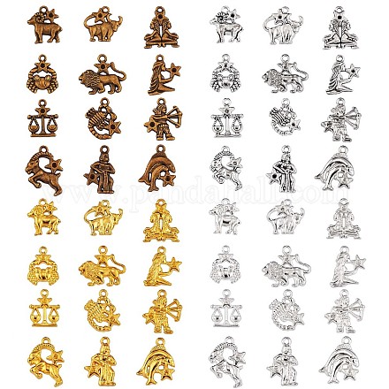 48 pièces pendentif à breloque constellation douze pendentifs de signe du zodiaque breloque en alliage pour bijoux collier bracelet boucle d'oreille faisant de l'artisanat JX340A-1