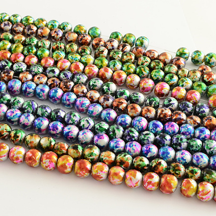 Chapelets de perles en verre peint DGLA-Q014-6mm-02-1