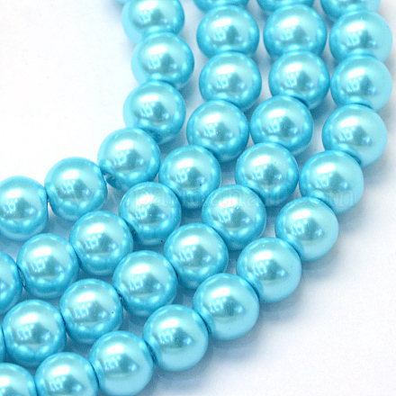 Baking Painted Pearlized Glass Pearl Round Bead Strands HY-Q003-14mm-48-1
