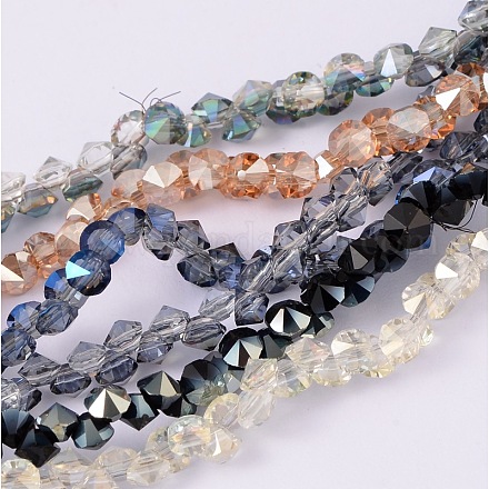 Faceted Diamond Electroplate Glass Beads Strands EGLA-J084-M-1