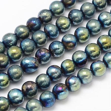 Galvanizadas hebras de perlas naturales de pirita G-G897-6mm-05-1