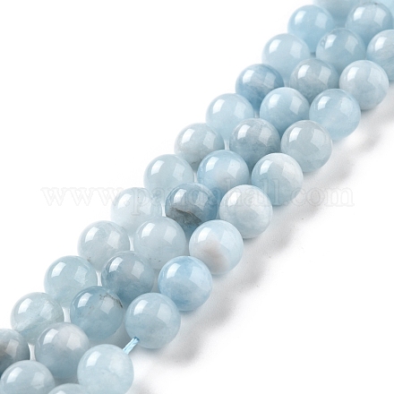 Grade A d'une aigue-marine naturelle brins de perles rondes G-L417-13-B01-1
