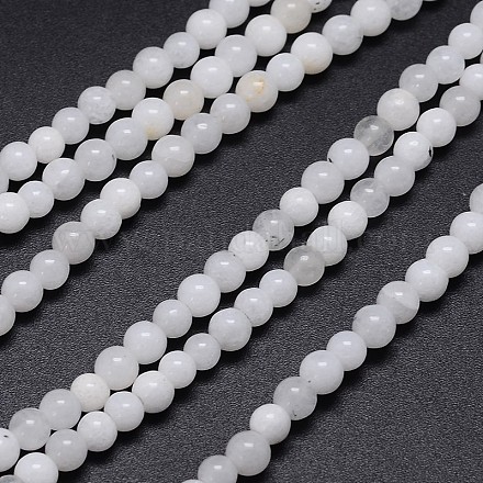 Rotondo bianco naturale perle di giada fili G-D737-01-1