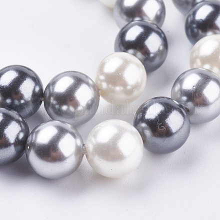 Electroplate Shell Pearl Beads Strands BSHE-E018-8mm-09-1