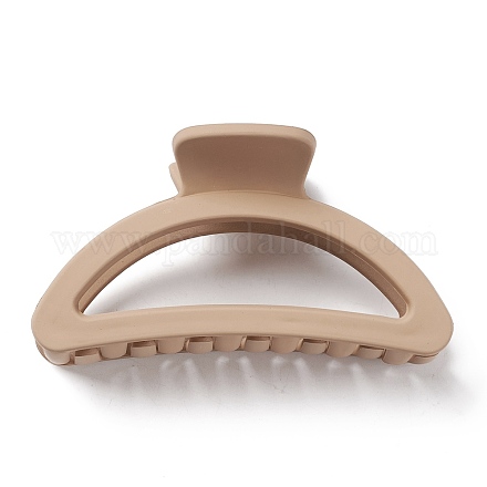 半円形のプラスチック製の爪のヘアクリップ  鉄パーツ  女の子のためのヘアアクセサリー  淡い茶色  45x89x44mm PHAR-G005-09-1