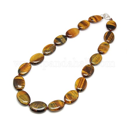 Collares de abalorios de piedras preciosas naturales ovales NJEW-P091-09-1
