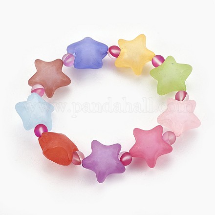 Bracelets extensibles pour enfants avec perles en acryliques mate BJEW-JB03895-01-1