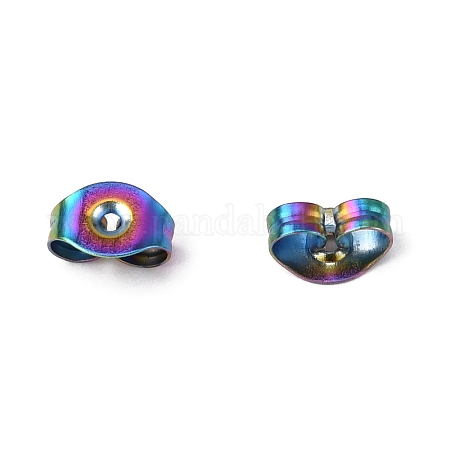 304 Stainless Steel Ear Nuts, Friction Earring Backs for Stud Earrings,  Stainless Steel Color, 6x4.5x3mm, Hole: 0.8mm