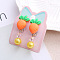 Alloy Plastic Clip-on Earrings for Kid, Platinum, Carrot, 40x15mm