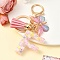 Resin & Acrylic & Faux Suede Tassel Keychain, with Alloy Clasp and Iron Rings, Letter F, 10cm