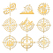 OLYCRAFT 9pcs 1.6x1.6 Inch Compass Theme Stickers Mountain Compass Stickers Self Adhesive Gold Metal Stickers Shoe Print Metal Stickers for Scrapbooks DIY Crafts Phone Decoration