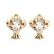 Brass Micro Pave Clear Cubic Zirconia Charms, with Glass, Cray, Real 18K Gold Plated, 10.5x8x2.5mm, Hole: 1.2mm