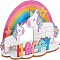 Basswood Cake Insert Card Decoration, Unicorn with Word HAPPY, for Birthday Cake Decoration, Colorful, 155x210mm