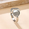 304 Stainless Steel Cuff Rings, Stainless Steel Color, Flat Round, Inner Diameter: Adjustable