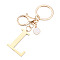Stainless Steel Keychains, Golden, with Lobster Claw Clasps, Letter L, 97mm