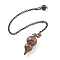 Brass Dowsing Pendulum Big Pointed Gourd Pendants, with Lobster Claw Clasps and Chain, Rack Plating, Red Copper, 234mm, Hole: 2mm