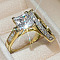 2Pcs 2 Styles Brass Micro Pave Clear Cubic Zirconia Finger Rings for Women, Golden, US Size 8(18.1mm)