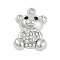 Rack Plating Alloy Micro Pave Rhinestone Pendants, Bear, Platinum, 20.5x15x5.5mm, Hole: 1.6mm