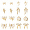 Pandahall 16Pcs 8 Styles Brass Micro Pave Clear Cubic Zirconia Pendants, Bowknot Charms, Real 18K Gold Plated, 5.5~20x7~13x2~3mm, Hole: 0.8~1.4mm, 2pcs/style