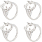 8Pcs Brass Adjustable Solitaire Ring Components, 4 Claw Prong Ring Settings, with Cubic Zirconia, Oval, Platinum, Inner Diameter: 17mm, Tray: 11x7mm