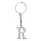 Alloy Keychains, with Split Key Ring, Platinum, Letter R, 90mm, Pendant: 35x25x3.8mm