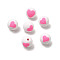 Handmade Polymer Clay Beads, Round with Heart Pattern, Pink, 10mm, Hole: 1.5mm