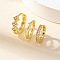 3Pcs Rhombus Brass Micro Pave Clear Cubic Zirconia Hoop Earrings, Golden, 12mm, 3pcs/set