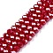 Electroplate Glass Beads Strands, Pearl Luster Plated, Faceted, Rondelle, Crimson, 6x5mm, Hole: 1mm, about 80~85pcs/strand, 38~40cm