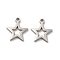 Non-Tarnish 304 Stainless Steel Charms, Hollow Star, Stainless Steel Color, 12x11x1.4mm, Hole: 1.4mm