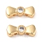 Brass Pave Clear Cubic Zirconia Bowknot Multi-Strand Links, Real 18K Gold Plated, 5x13x3.5mm, Hole: 1mm