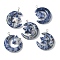 Natural Blue Spot Jasper Pendants, Moon with Star Charms, with Copper Wire Loops, Platinum, 36~37x27~28x7.5~8mm, Hole: 4mm