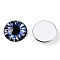 Glass Cabochons, Half Round with Eye, Medium Blue, 20x6.5mm