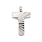 304 Stainless Steel Charms, Handmade Engrave Figure, Full Polished, Stainless Steel Color, Letter T, 14x8.5x2mm, Hole: 1.8mm
