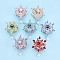 Snowflake Shape Rotatable Alloy Rhinestone Beads, with Acrylic & ABS Imitation Pearl Teardrop Charms, Mixed Color, 53x36x26~27.5mm, Hole: 2.5mm